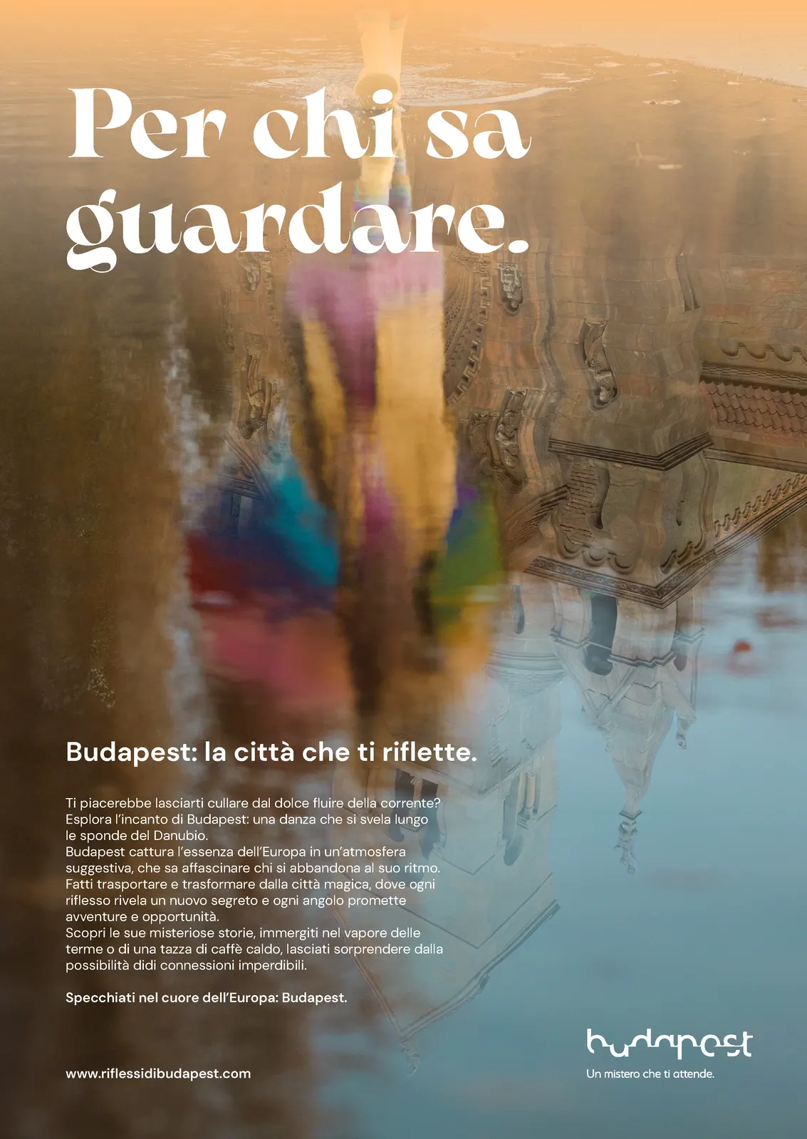 Budapest, città dei riflessi poster A4 arancio