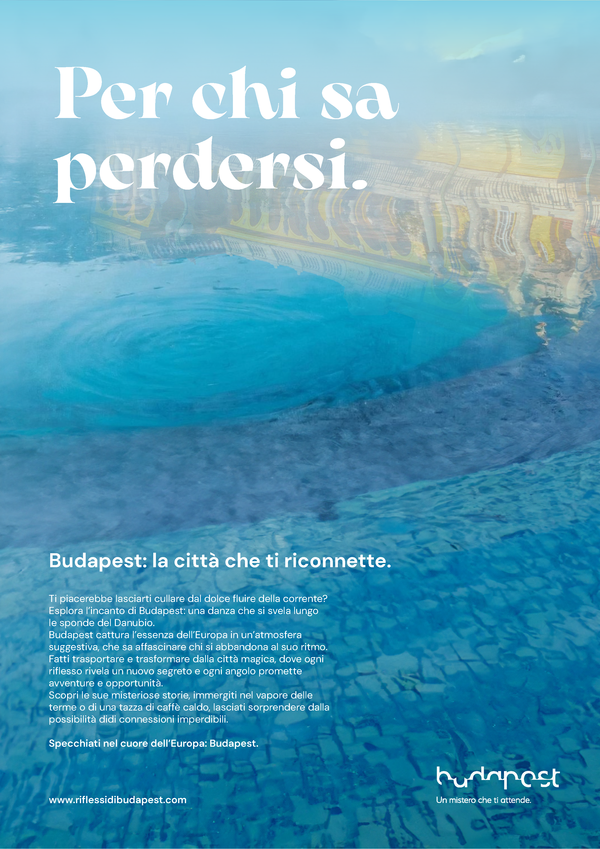 Budapest, città dei riflessi poster A4 blu