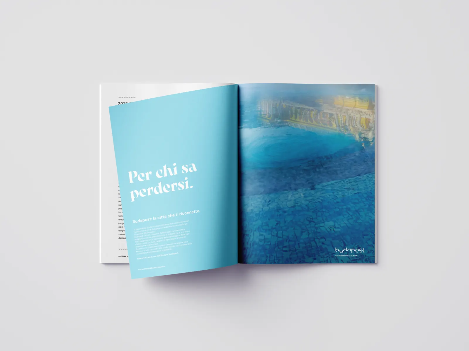 Budapest, città dei riflessi mockup rivista celeste