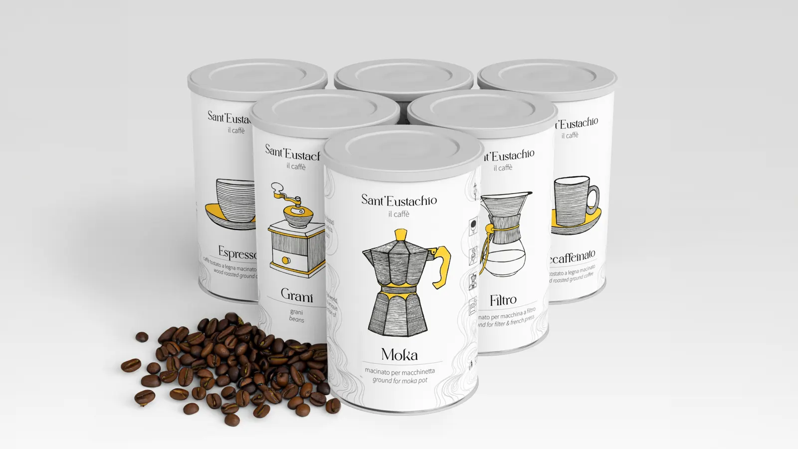 Sant'Eustachio mockup set di barattoli e chicchi